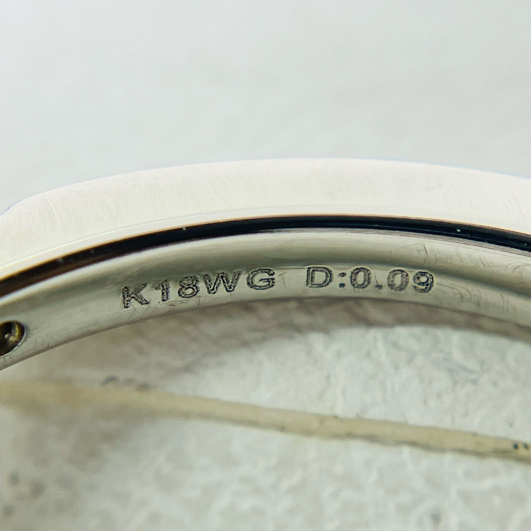 美品 上品 K18WG ダイヤモンド ハーフ エタニティリング D:0.09 美品 上品 K18WG ダイヤモンド ハーフ エタニティリング D:0.09