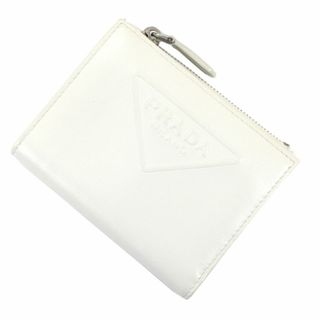 プラダ(PRADA)の【新品同様】プラダ 財布 二つ折り 小銭入れ コインケース コンパクト ウォレット 白 ホワイト レザー メンズ レディース PRADA 1ML050 本革 財布 カードケース スモール ウォレット ブランド プレゼント サイフ(財布)