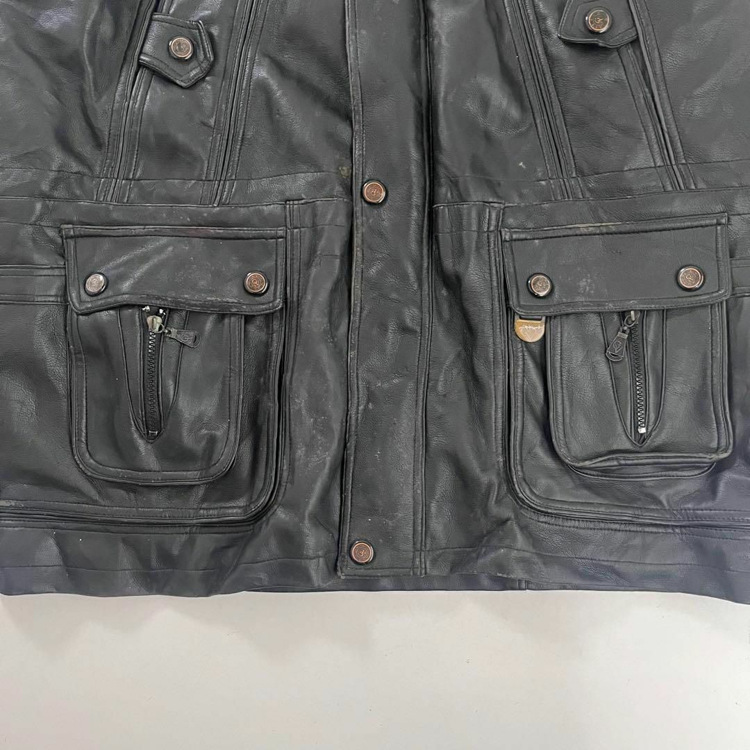 VINTAGE - 90s イタリア カーコート ジャケット レザー ブラック VINTAGE - 90s イタリア カーコート ジャケット レザー ブラック