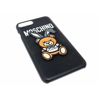 モスキーノ(MOSCHINO)の■美品■ MOSCHINO モスキーノ プレイボーイコラボ キャンバス クマ iPhone6/7対応 アイフォンケース スマホケース ブラック系 DE4640(その他)
