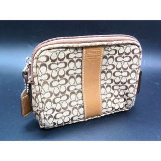 コーチ(COACH)のCOACH コーチ キャンバス ミニシグネチャー ポーチ メイクポーチ 小物入れ マルチケース レディース ブラウン系 DF0631(ポーチ)