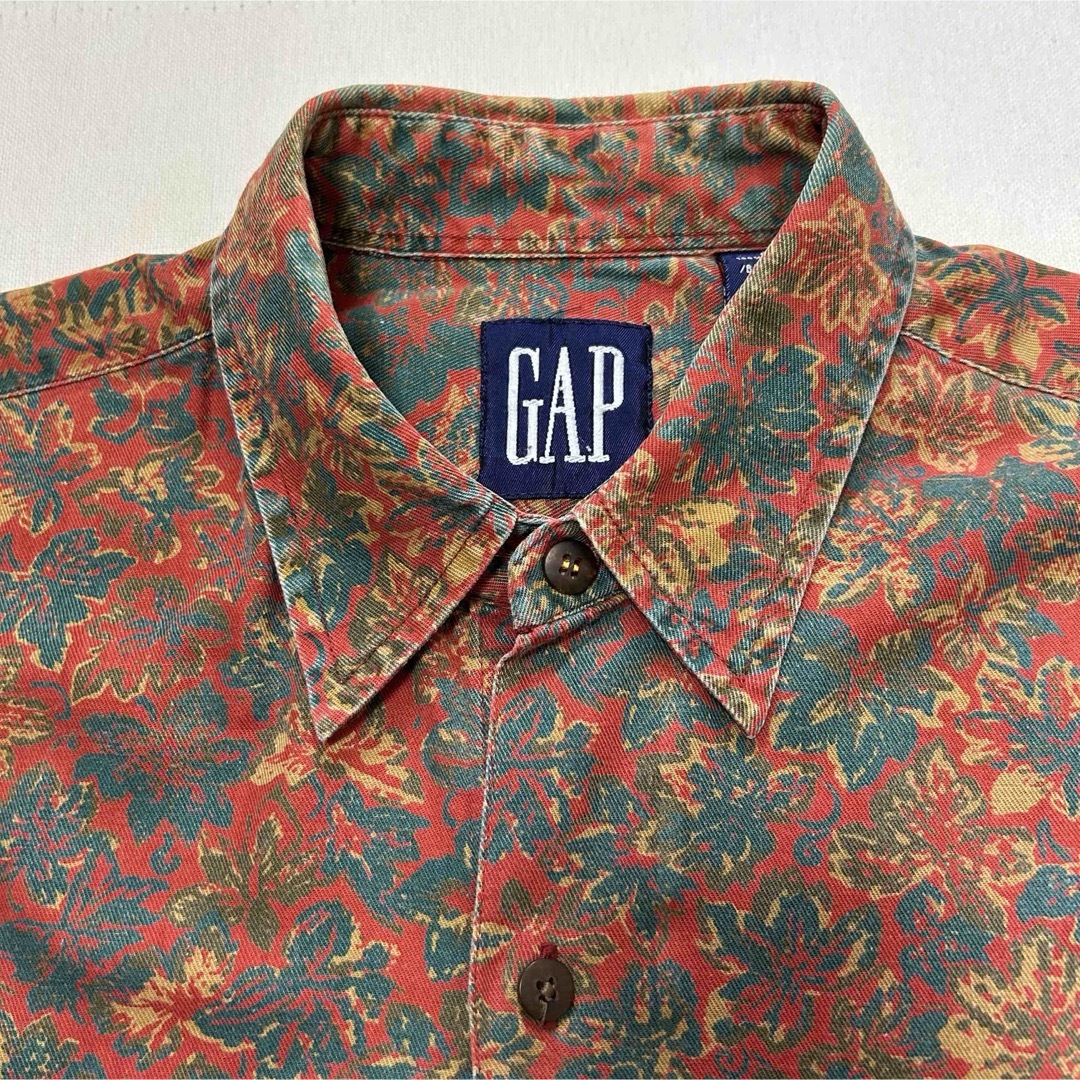 GAP】90s オールドギャップ L/S シャツ ボタニカル 総柄 渋カラー GAP】90s オールドギャップ L/S シャツ ボタニカル 総柄 渋カラー