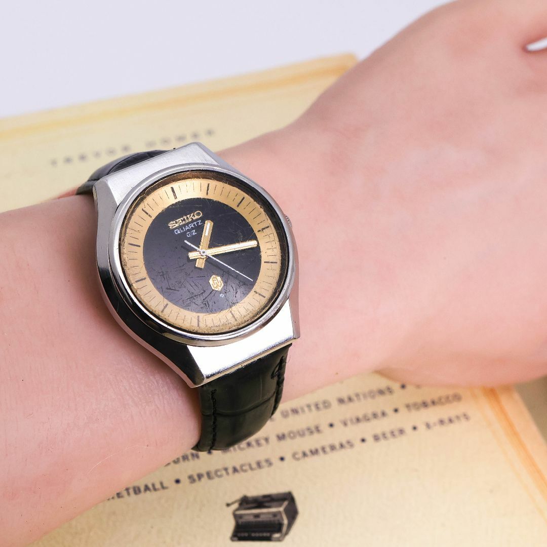 稼働 SEIKO 腕時計 純正ベルト ゴールド文字盤 新品電池 メンズ t 稼働 SEIKO 腕時計 純正ベルト ゴールド文字盤 新品電池 メンズ t