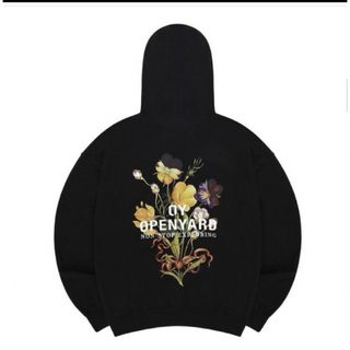 OY - OY OPENYARD 黒 花柄プリント フード付きパーカー awの通販 OY - OY OPENYARD 黒 花柄プリント フード付きパーカー awの通販