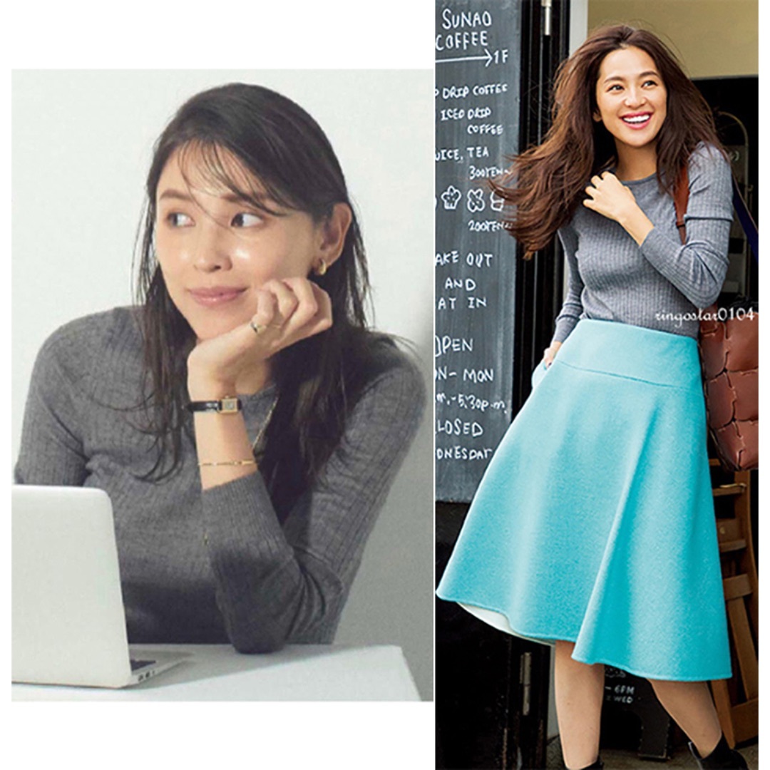 Drawer ドゥロワー*定番18Gカシミヤシルクリブクルーネックニット 1 Drawer ドゥロワー*定番18Gカシミヤシルクリブクルーネックニット 1