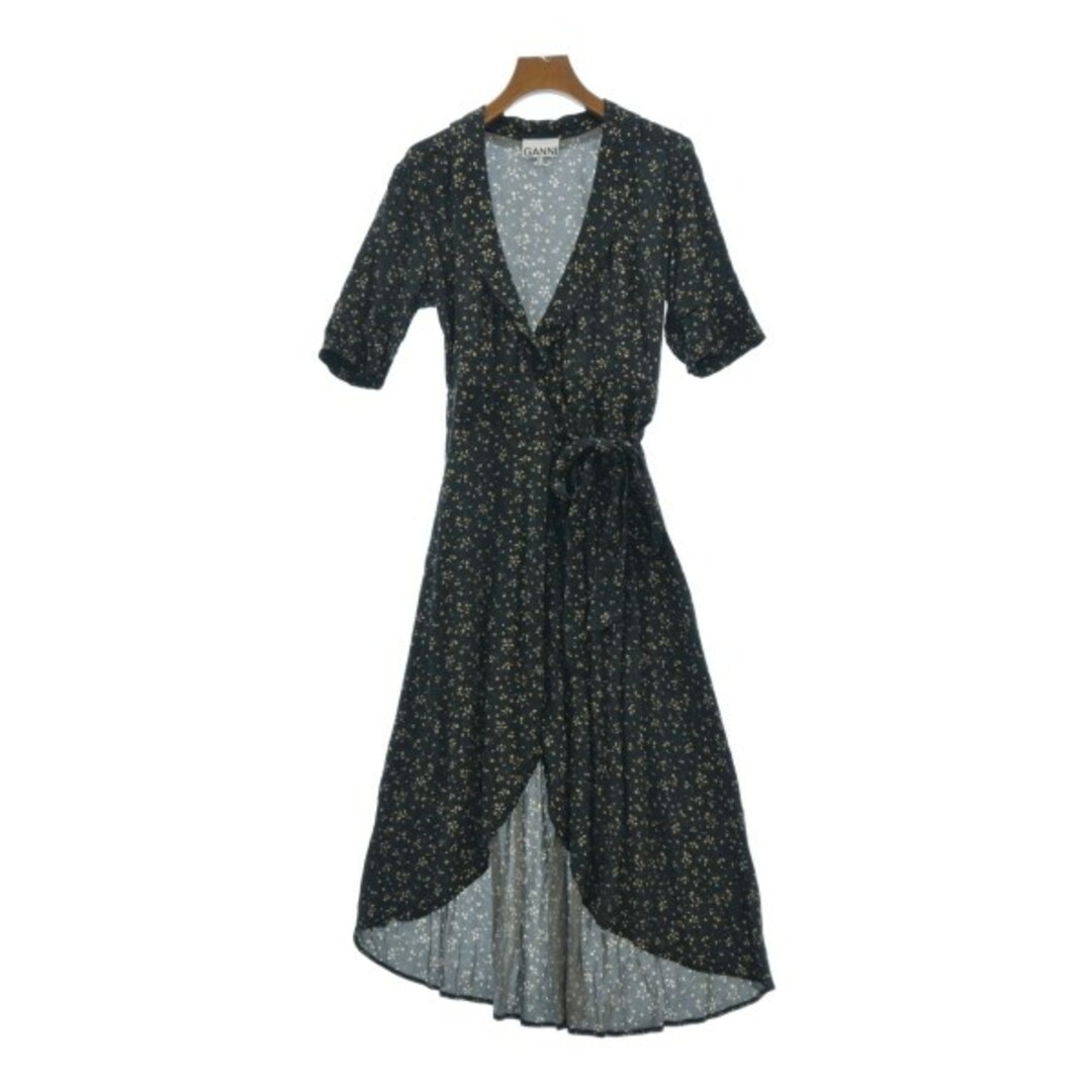 Ganni ガニー ワンピース 36(S位) 黒x黄(花柄) 【古着】 Ganni ガニー ワンピース 36(S位) 黒x黄(花柄) 【古着】
