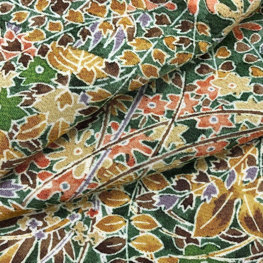 MK-1142 小紋 四季折々の花草模様 縮緬 濃緑色 着物 MK-1142 小紋 四季折々の花草模様 縮緬 濃緑色 着物