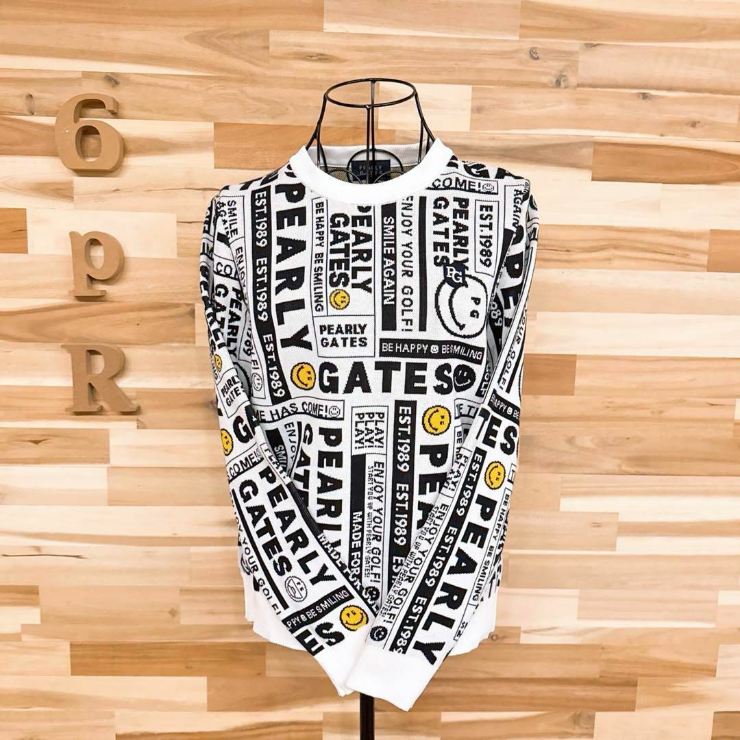 美品【パーリーゲイツ】ニュースペーパー柄 ニット セーター 美品【パーリーゲイツ】ニュースペーパー柄 ニット セーター