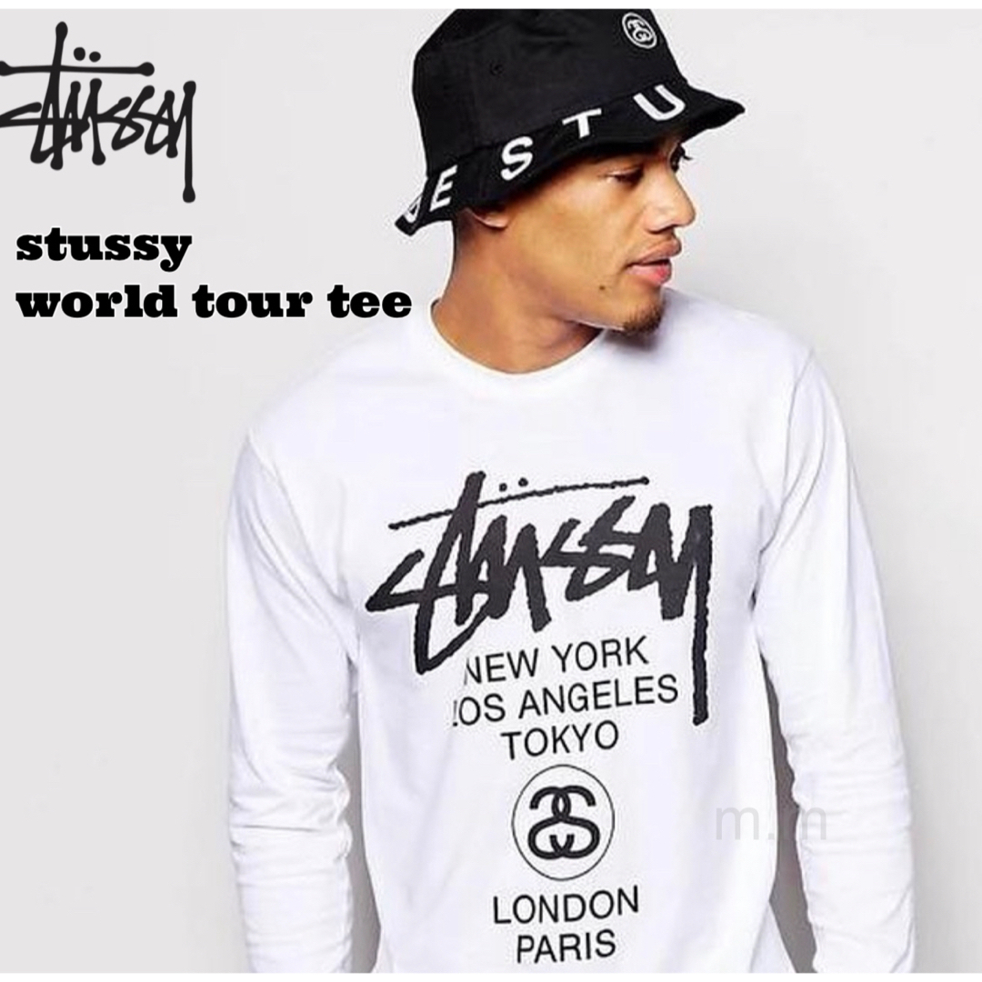 STUSSY - STUSSY ワールドツアー 長袖 ホワイト ロンT メンズ L STUSSY - STUSSY ワールドツアー 長袖 ホワイト ロンT メンズ L