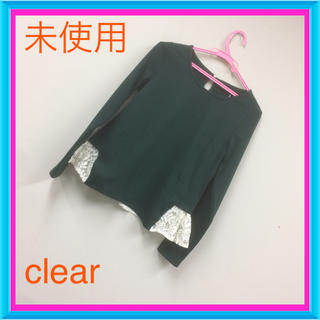 クリア(clear)の背中裾レース切替♡グリーンカットソート(カットソー(長袖/七分))