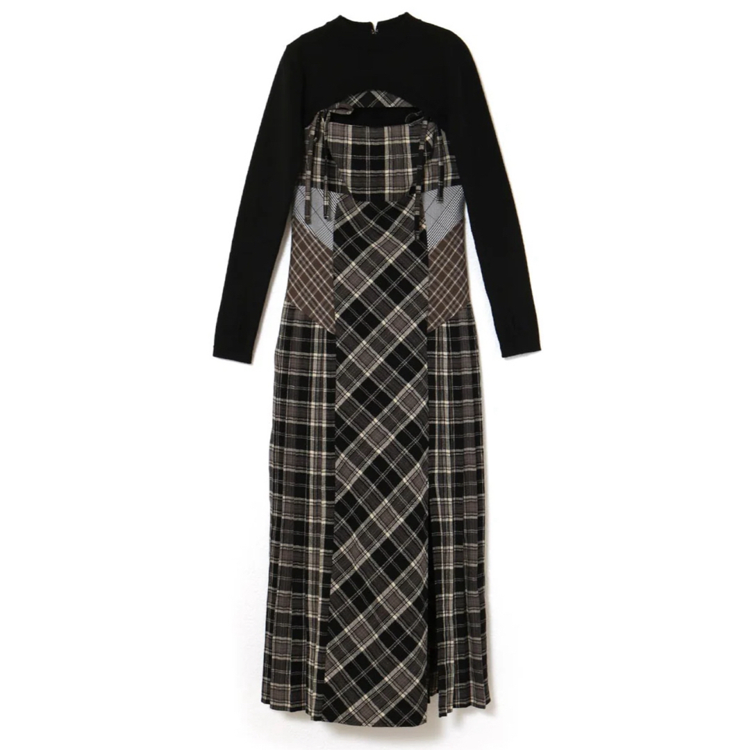 andmary Nadia check long dress andmary Nadia check long dress