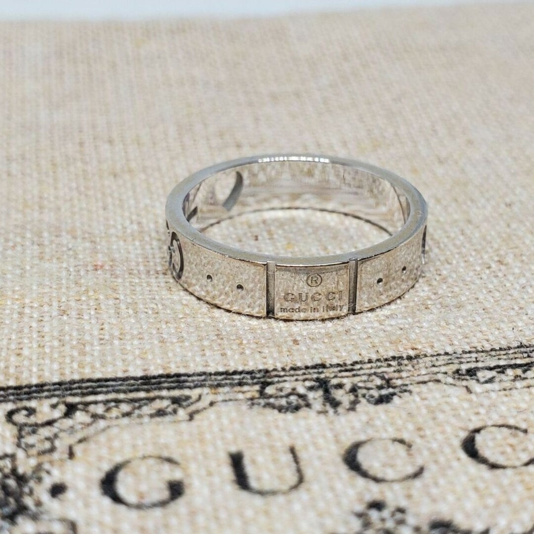 廃盤品】GUCCI ホワイトゴールドアイコン ハートリングK18Au750 廃盤品】GUCCI ホワイトゴールドアイコン ハートリングK18Au750