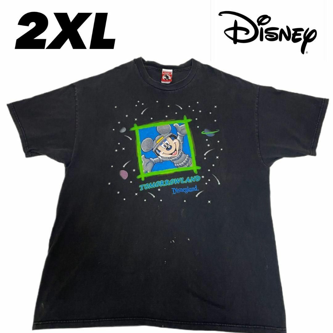 Disney - 【墨黒】90s トゥモローランド ミッキー Tシャツ 2XL Disney - 【墨黒】90s トゥモローランド ミッキー Tシャツ 2XL