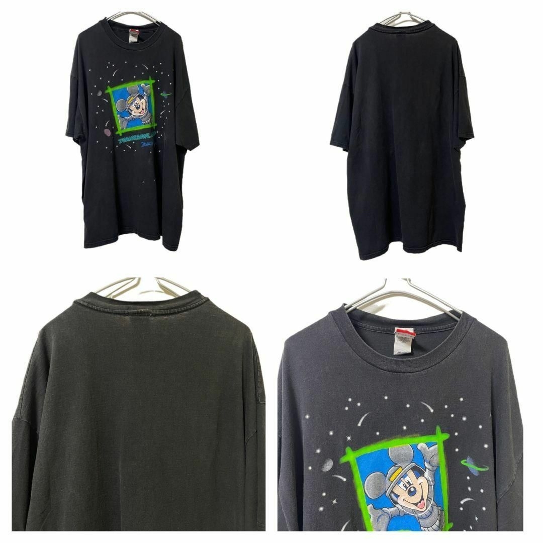 Disney - 【墨黒】90s トゥモローランド ミッキー Tシャツ 2XL Disney - 【墨黒】90s トゥモローランド ミッキー Tシャツ 2XL