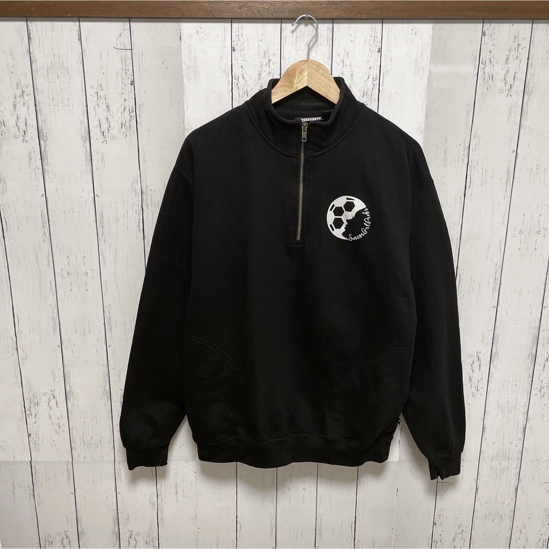 USA古着 ハーフジップスウェット M ブラック 黒 プリント USA古着 ハーフジップスウェット M ブラック 黒 プリント