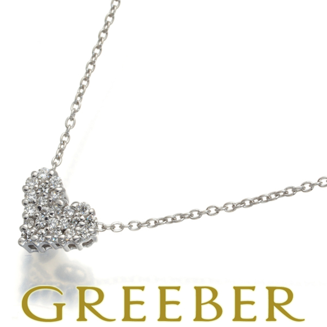 ダイヤ ダイヤモンド 0.12ct パヴェ ハート ネックレス K18WG