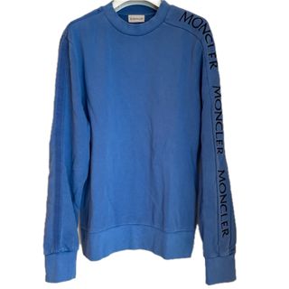 MONCLER - MONCLER 左腕レタリングロゴスウェット ブルー Sの MONCLER - MONCLER 左腕レタリングロゴスウェット ブルー Sの