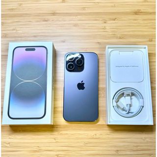 アップル(Apple)の美品 iPhone14 Pro 128GB ディープパープル(スマートフォン本体)