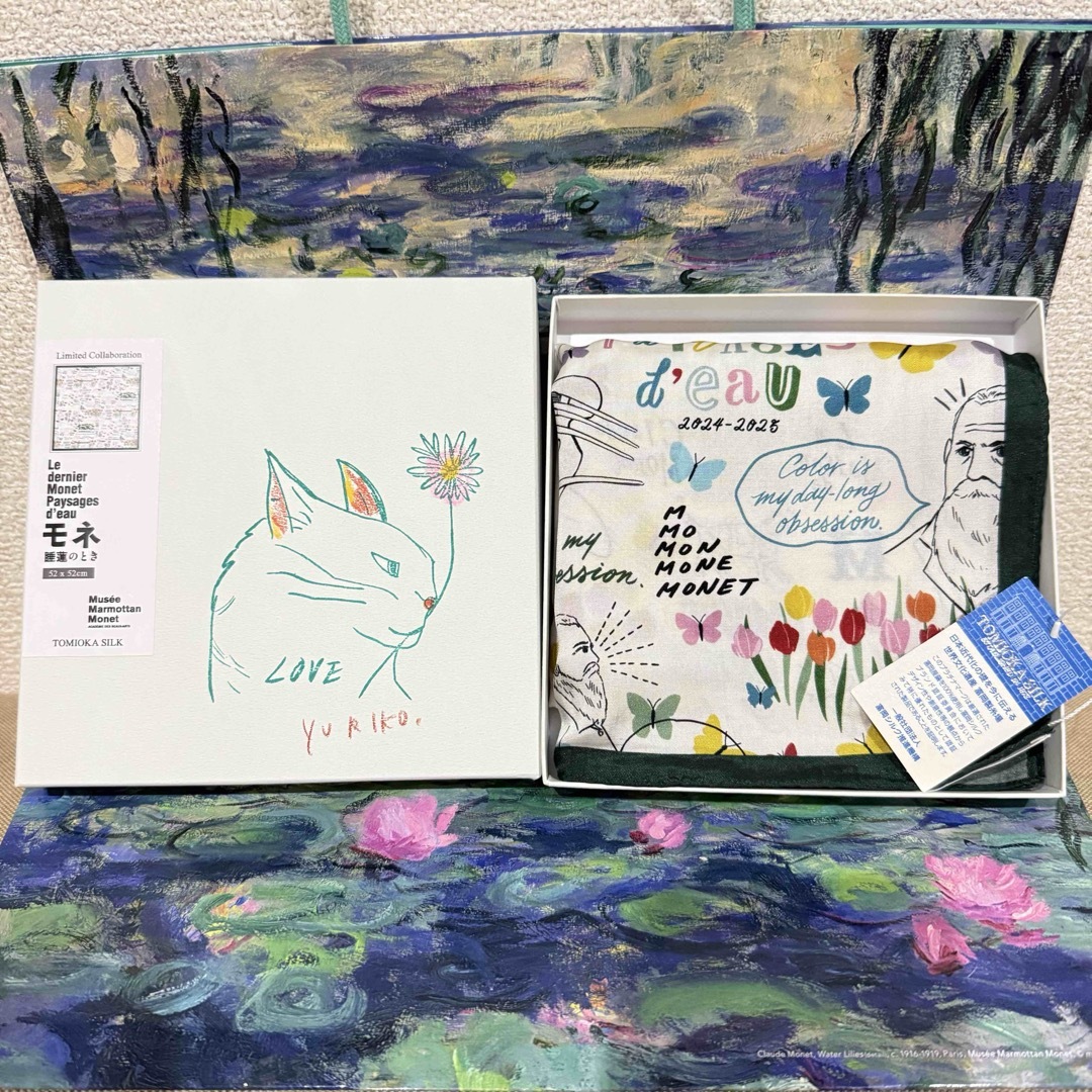 モネ 睡蓮のとき シルクスカーフ 限定パッケージ フラワー花柄の モネ 睡蓮のとき シルクスカーフ 限定パッケージ フラワー花柄の