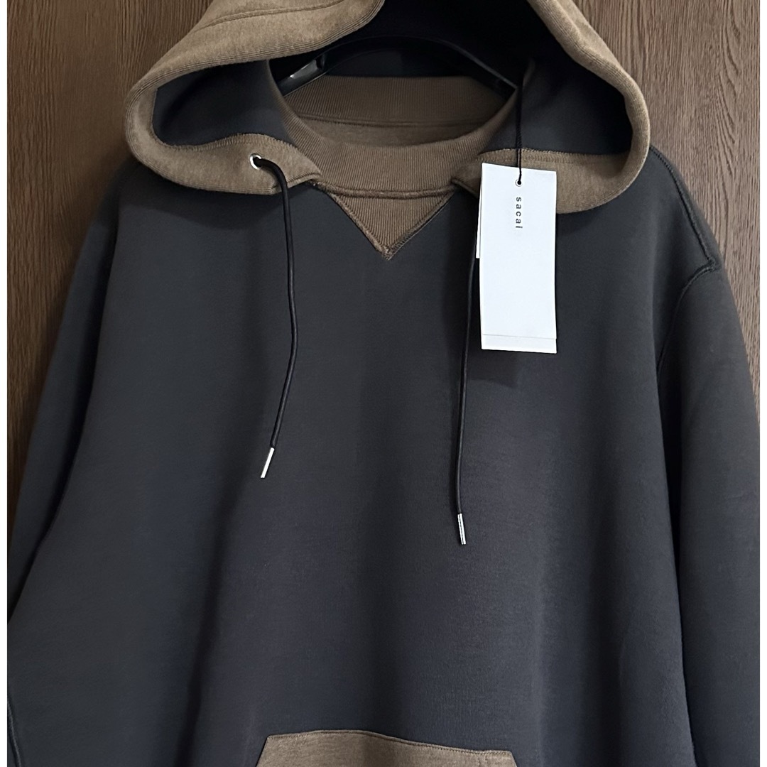 4新品 sacai メンズ 切り替え スポンジ スウェット パーカー グレー 4新品 sacai メンズ 切り替え スポンジ スウェット パーカー グレー