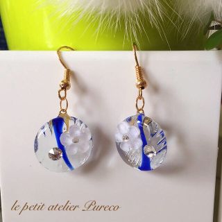 おはじきとフラワーピアス(ピアス)