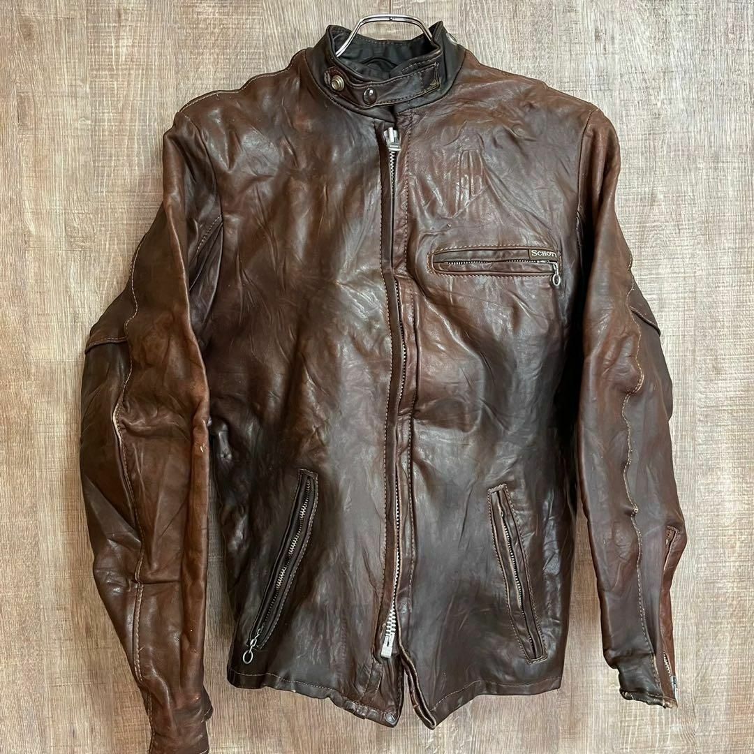 schott - Schott ショット シングルレザージャケット ブラウン L schott - Schott ショット シングルレザージャケット ブラウン L
