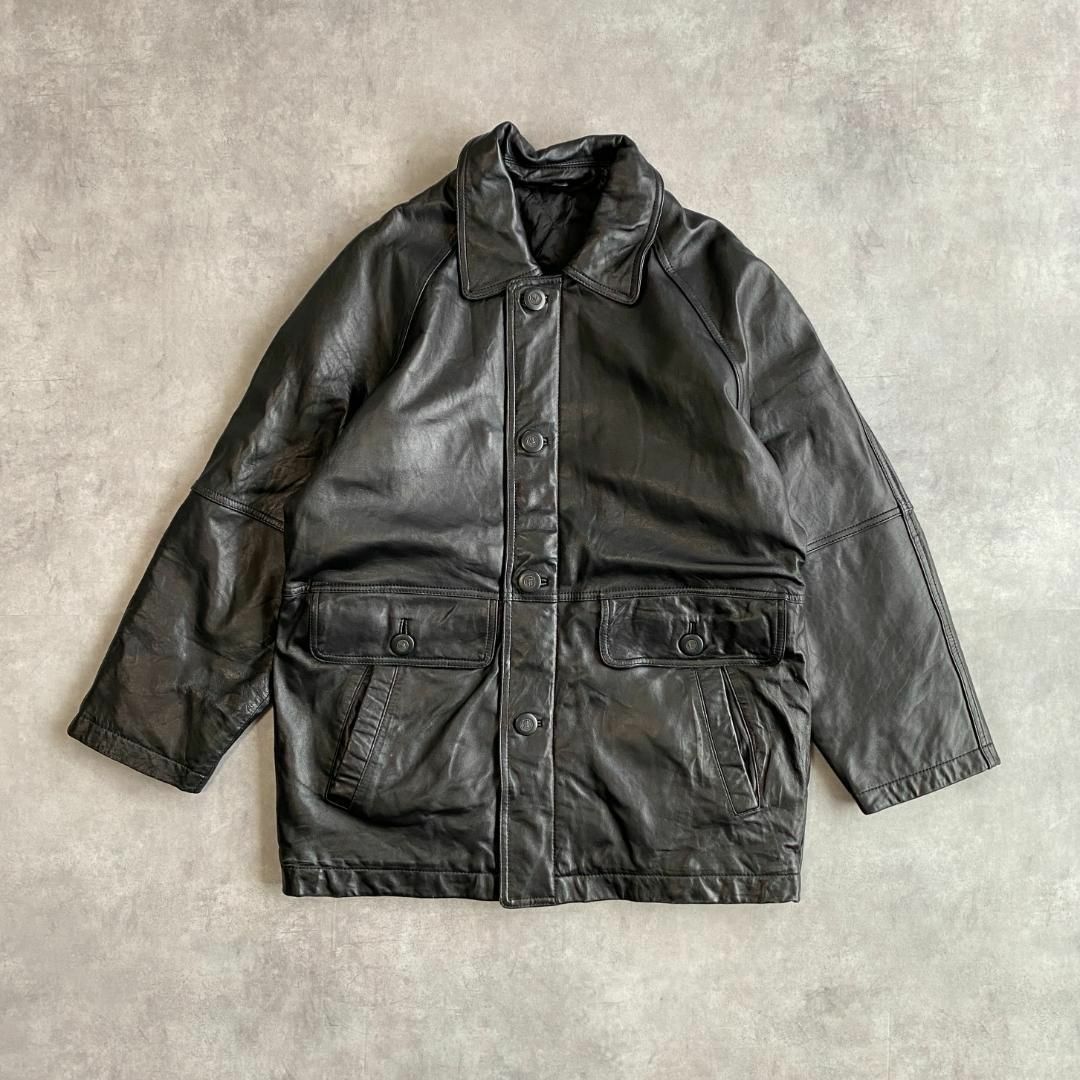 vintage レザージャケット 羊革 シープスキン ブラック/HW240 vintage レザージャケット 羊革 シープスキン ブラック/HW240