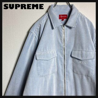 シュプリーム(Supreme)の【極美品】シュプリーム ツートン コーデュロイ ジップアップシャツ 刺繍ロゴ(その他)