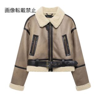 🎻10月新作🎷15402◆フェイクレザー ボア ムートンコート(ムートンコート)