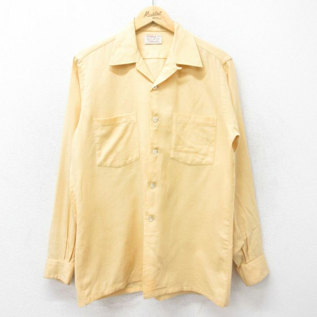 L☆古着 長袖 ビンテージ ウール シャツ メンズ 60年代 60s 開襟 L☆古着 長袖 ビンテージ ウール シャツ メンズ 60年代 60s 開襟