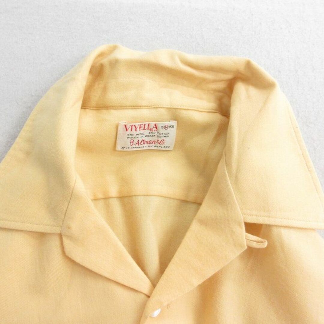 L☆古着 長袖 ビンテージ ウール シャツ メンズ 60年代 60s 開襟 L☆古着 長袖 ビンテージ ウール シャツ メンズ 60年代 60s 開襟