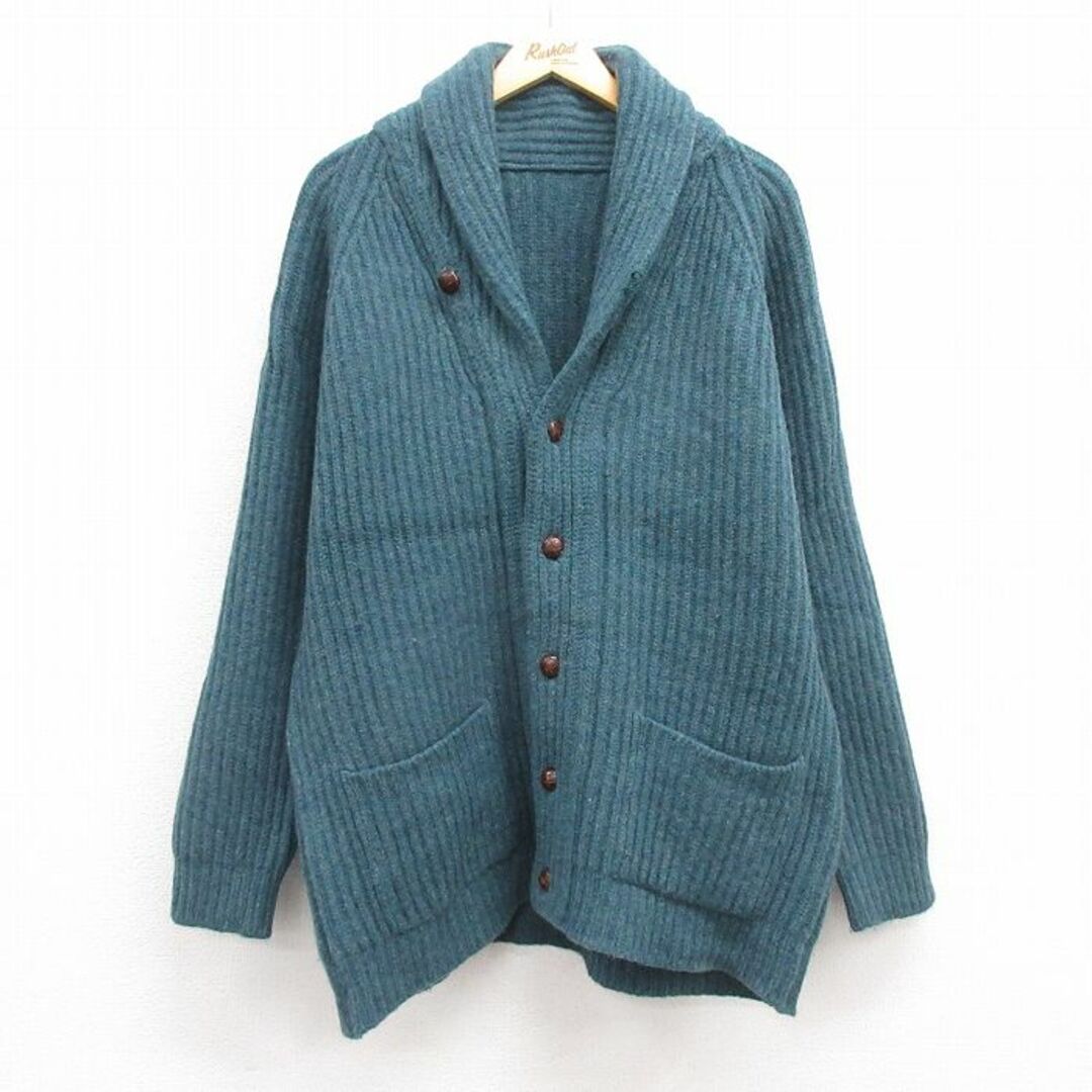 L☆古着 長袖 ニット カーディガン メンズ ラグラン ラムウール L☆古着 長袖 ニット カーディガン メンズ ラグラン ラムウール