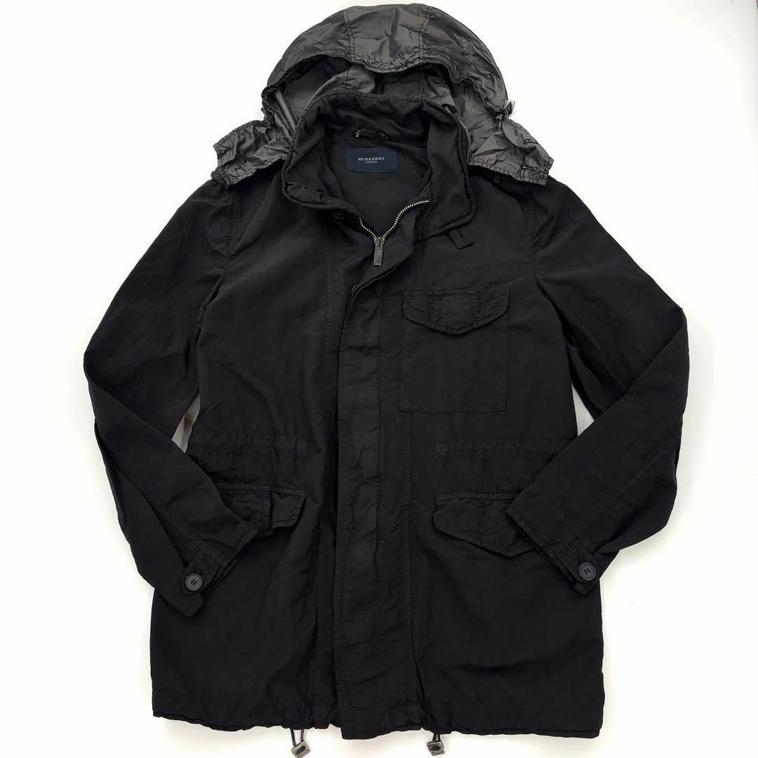 美品】Burberry London バーバリー ナイロン ジャケット 黒 - 牛革 美品】Burberry London バーバリー ナイロン ジャケット 黒 - 牛革
