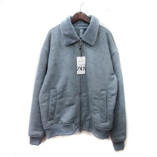 ZARA - ザラ ジャケット ステンカラー フェイクモートン 裏ボア XL 紺 ネイビー