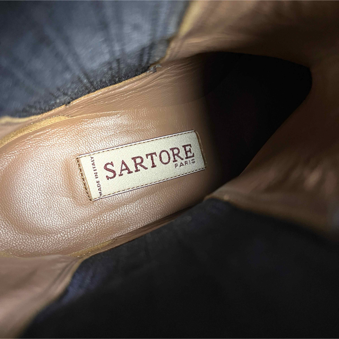 36 SARTORE サイドゴア ショートブーツ ネイビー 23 サルトル 36 SARTORE サイドゴア ショートブーツ ネイビー 23 サルトル