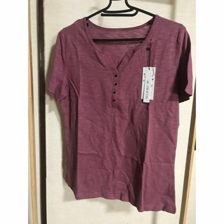 ｔシャツ レディース 半袖 vネック 無地 L(Tシャツ(半袖/袖なし))