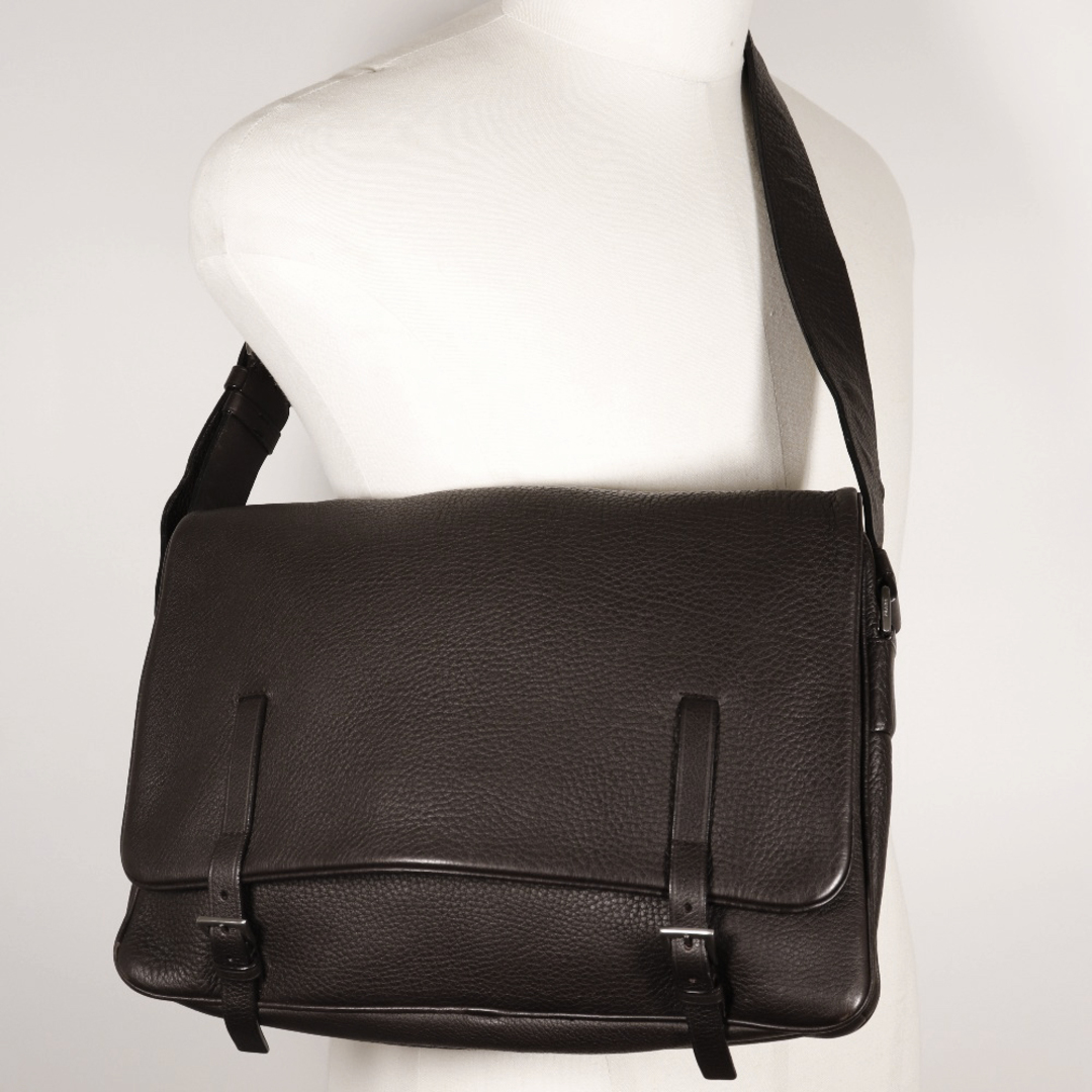 PRADA - 【PRADA】プラダ メッセンジャーバッグ カーフ 茶 PRADA - 【PRADA】プラダ メッセンジャーバッグ カーフ 茶