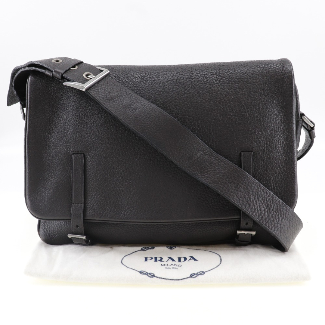 PRADA - 【PRADA】プラダ メッセンジャーバッグ カーフ 茶 PRADA - 【PRADA】プラダ メッセンジャーバッグ カーフ 茶