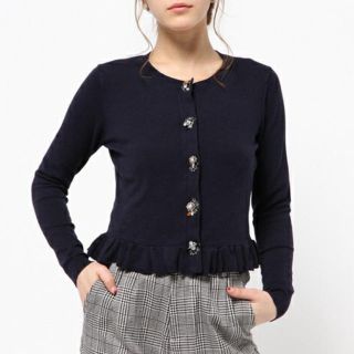 ジルスチュアート(JILLSTUART)の裾フリルビジューカーディガン(カーディガン)