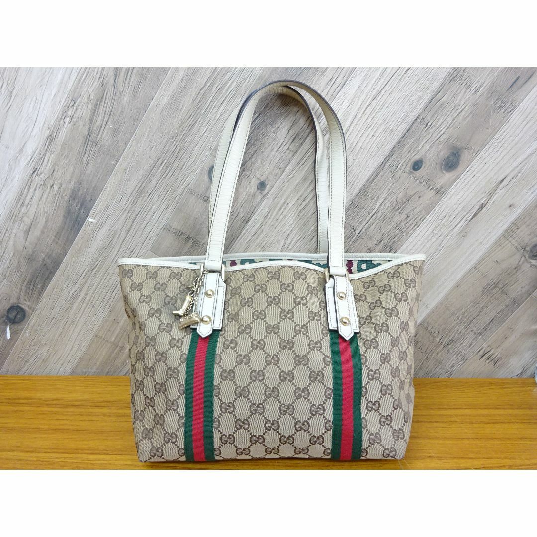 GUCCI - 博027/ GUCCI グッチ キャンバス レザー トートバッグ シェリーライン