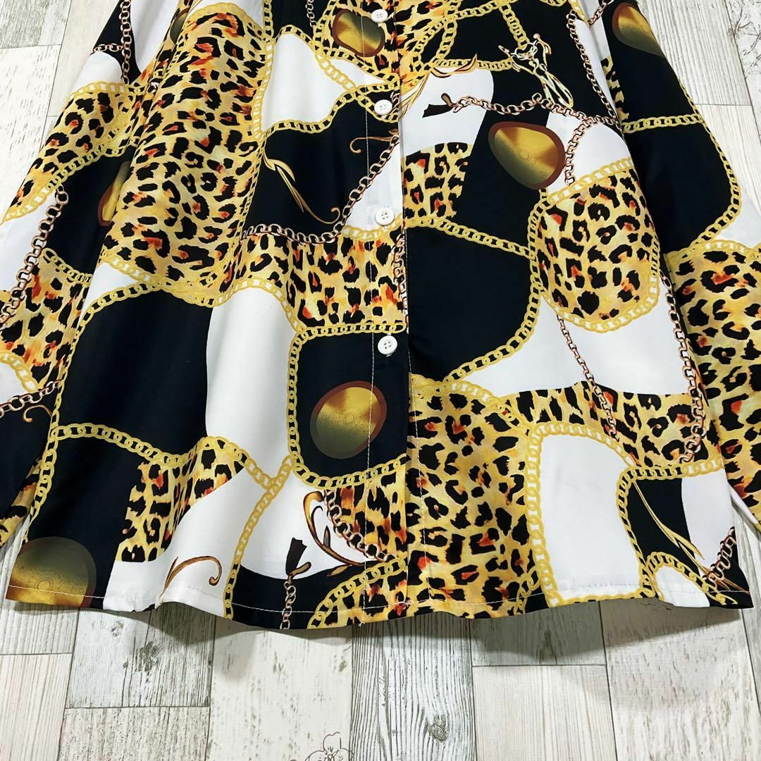 柄シャツ レディース 長袖 L 白 未使用 古着 総柄 スカーフ柄 柄シャツ レディース 長袖 L 白 未使用 古着 総柄 スカーフ柄