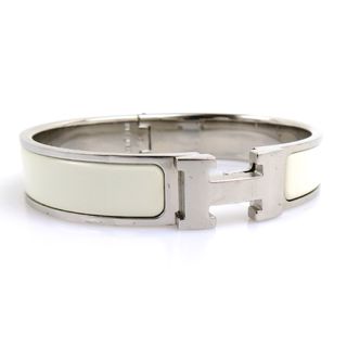 エルメス(HERMES)のエルメス HERMES バングル ブレスレット クリッククラック メタル/エナメル シルバー/オフホワイト レディース 送料無料【中古】 e59308j(ブレスレット/バングル)