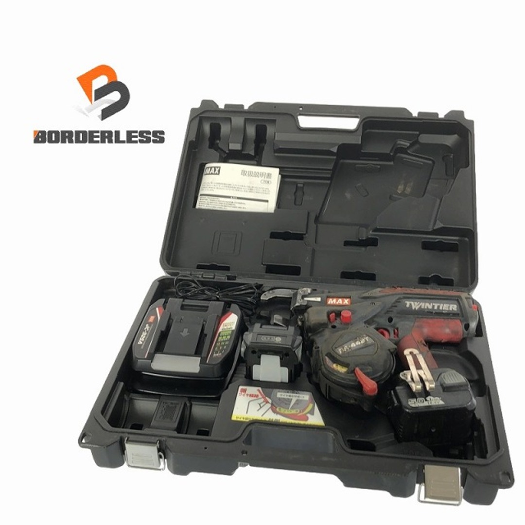 ☆中古品☆MAX マックス 14.4V 鉄筋結束機 ツインタイア RB-442T-B2C/1450A バッテリー2個(14.4V5.0Ah) 充電器 ケース 説明書付 97175