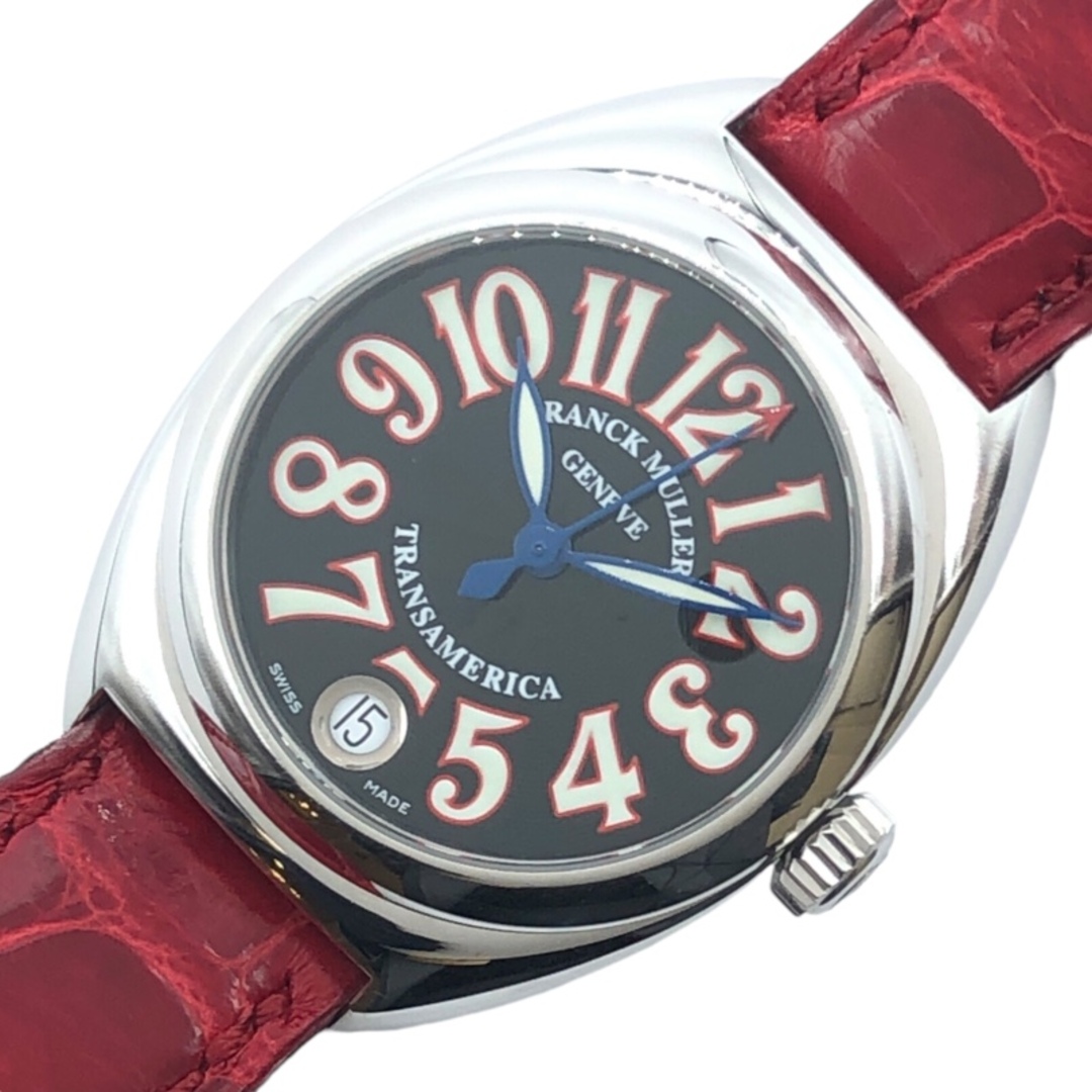 FRANCK MULLER - 　フランク・ミュラー FRANCK MULLER トランスアメリカ　オートクォーツ 2000L レッド SS/レザー レディース 腕時計