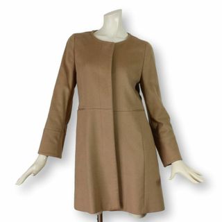 イネド(INED)の02【美品】イネド ノーカラーコート 7 カシミヤ100% S ベージュ 秋冬春(ロングコート)