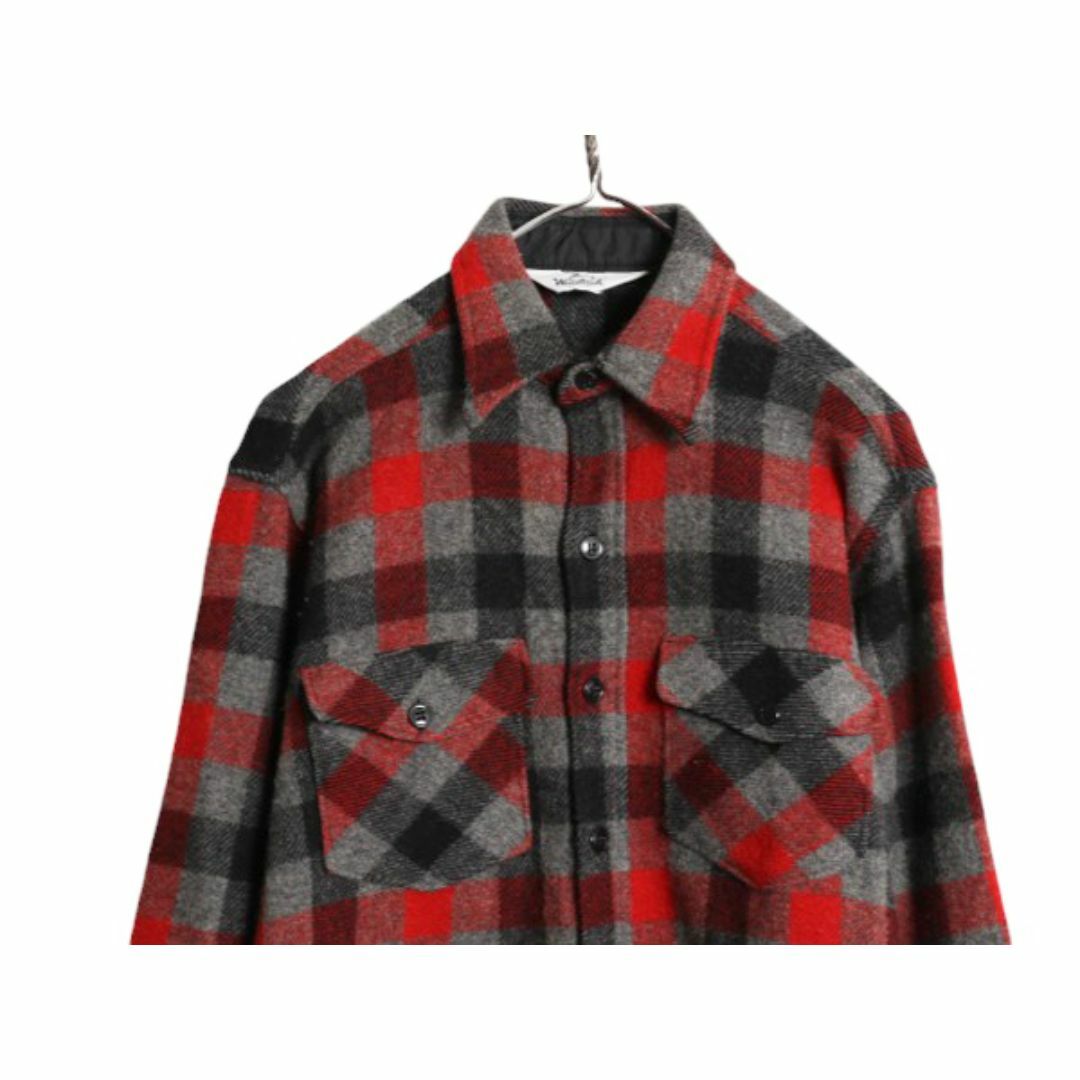 WOOLRICH - 70s USA製 ウールリッチ ブロック チェック 長袖 WOOLRICH - 70s USA製 ウールリッチ ブロック チェック 長袖