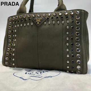 PRADA - c78【極美品】プラダ カナパSサイズ ビジュー 三角ロゴ PRADA - c78【極美品】プラダ カナパSサイズ ビジュー 三角ロゴ