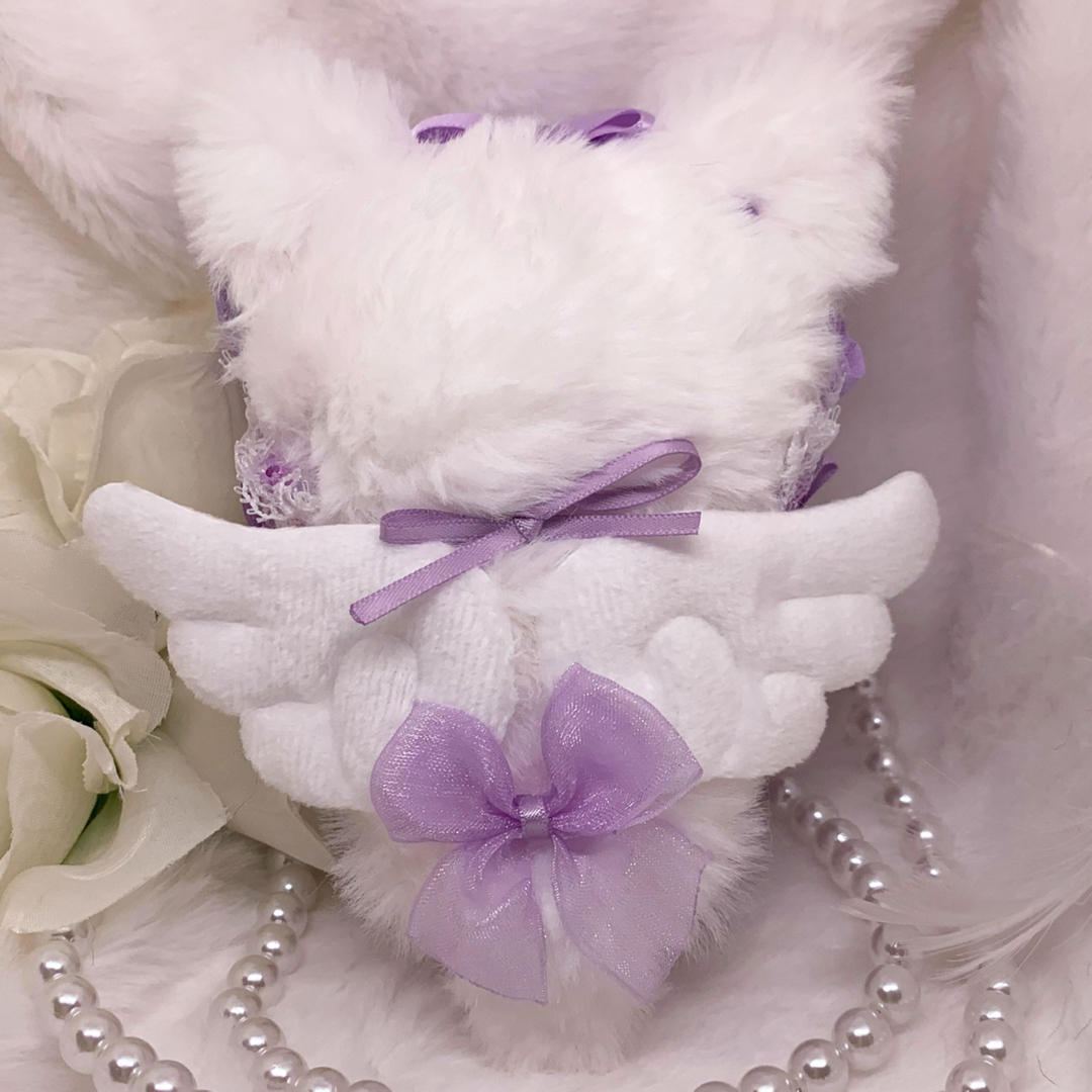 ❤︎ぬい服 着ぐるみ 10cm にじぱぺっと用 白×紫 ねこ バッグ ❤︎ぬい服 着ぐるみ 10cm にじぱぺっと用 白×紫 ねこ バッグ