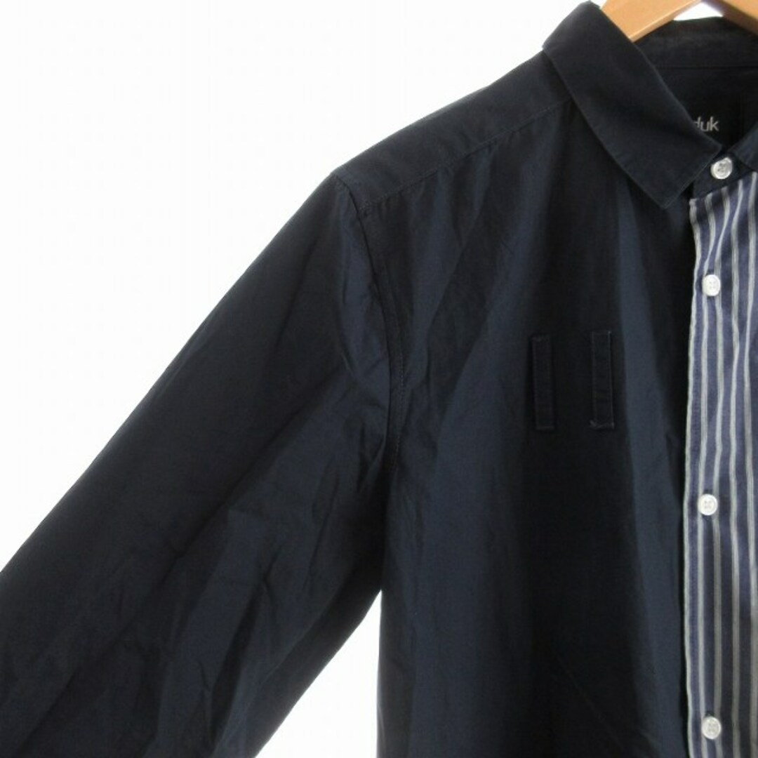 soduk 21AW シャツ ストライプ 切替 デザイン コットン 長袖 紺 soduk 21AW シャツ ストライプ 切替 デザイン コットン 長袖 紺