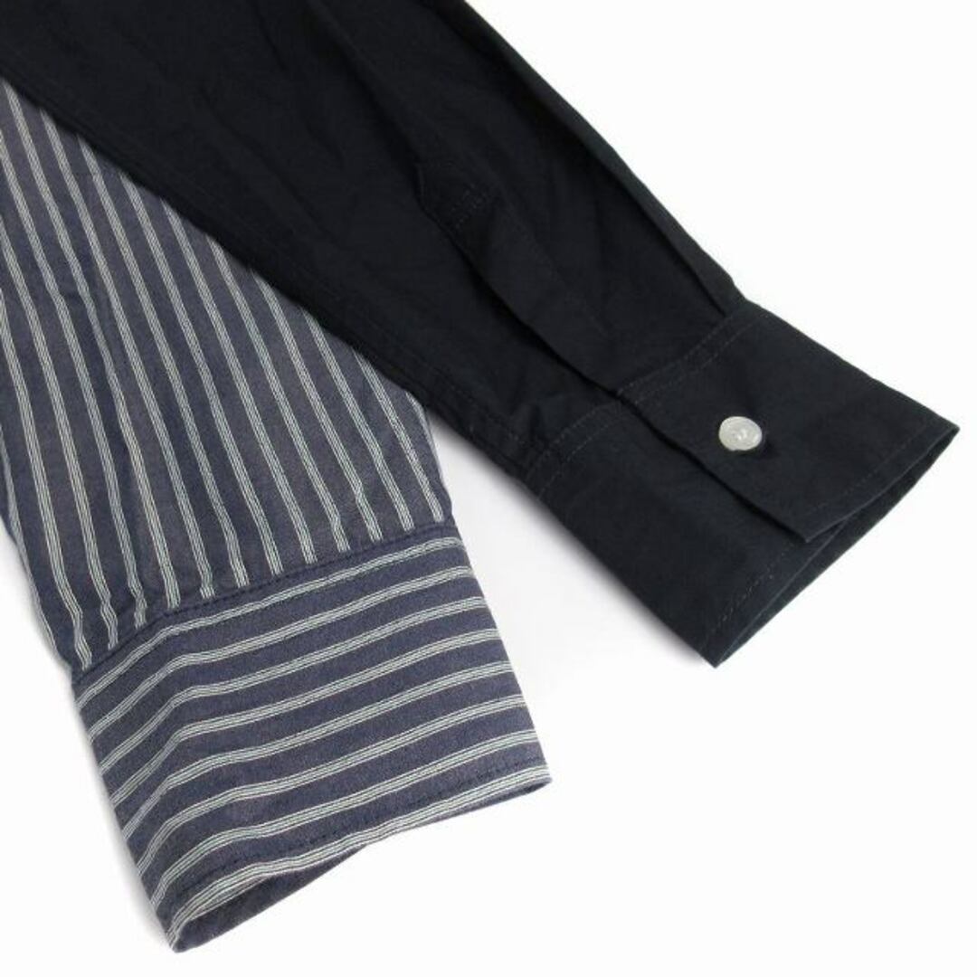 soduk 21AW シャツ ストライプ 切替 デザイン コットン 長袖 紺 soduk 21AW シャツ ストライプ 切替 デザイン コットン 長袖 紺